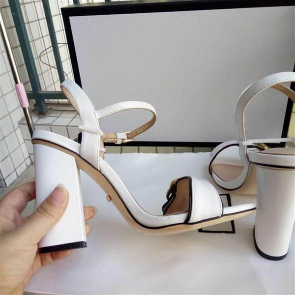 

high heels leather sandal suede mid-heel 9.5cm women designer summer size 35-41 with box203l, Black
