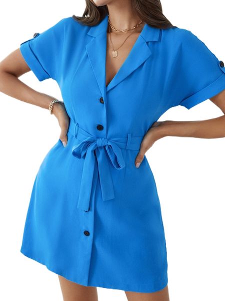 

roll tab sleeve belted blazer dress g4qe#, White
