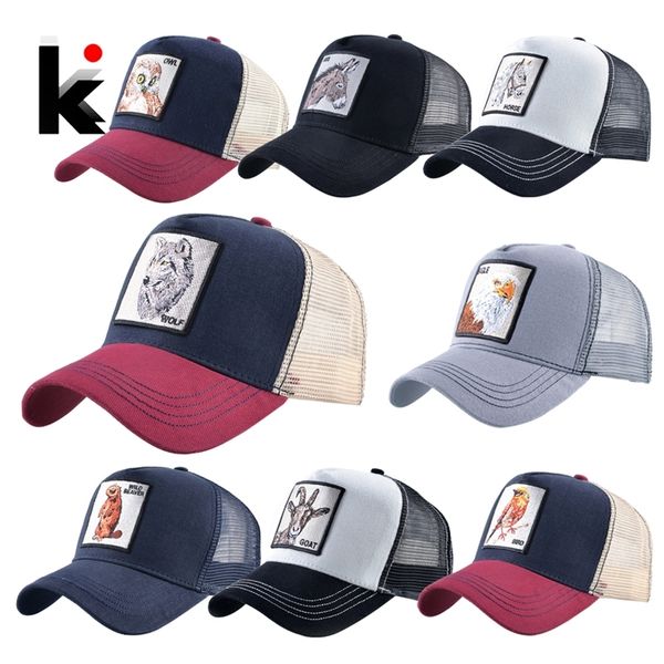 

mens caps summer breathable baseball cap women cool streetwear wolf embroidery trucker bones hip hop hats male 220607, Blue;gray