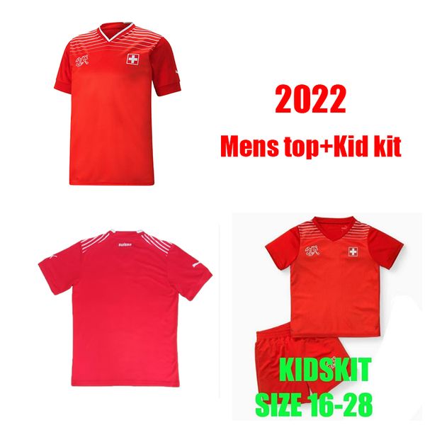 

2022 switzerland soccer jersey home red away suisse shaqiri akanji freuler seferovic inler embolo camisetas de futbol mens & kid kit footbal, Black;yellow