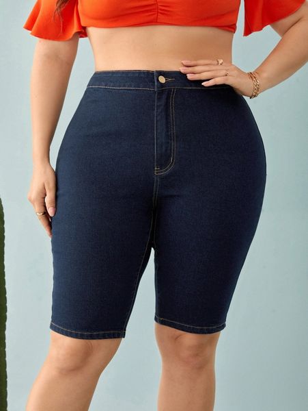 

plus solid skinny denim shorts z5bs#, White;black