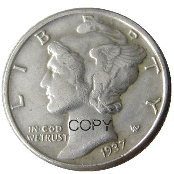 US Mercury Dime 1937 P/S/D Argento placcato Monete artigianali Copia Stampi in metallo Prezzo di fabbrica