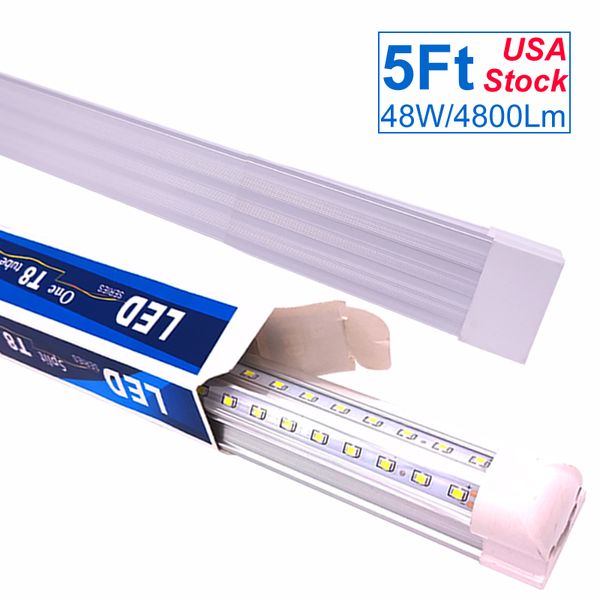 1.5 Metre LED Mağaza Işık, 150 cm T8 Tüp Lambası, Garaj, Depo, V Şekil, 5 'Soğutucu Işıklar için 60 inç Bağlantılı Ampuller, 4500LM 4800LM Entegre Doğrudan Kablolu Oemled