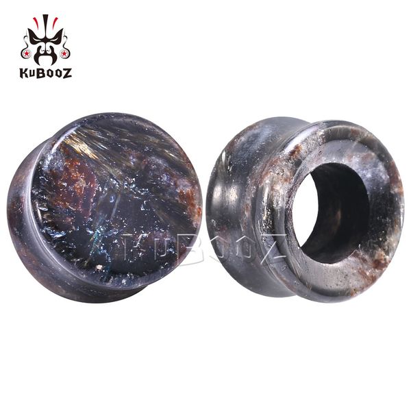 

kubooz fireworks stone ear plugs and tunnels piercing earring gauges expanders body jewelry wholesale 6mm to 16mm 36pcs, Silver