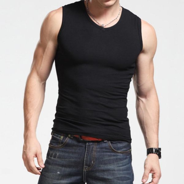 

fashion men solid color casual sport t shirt sleeveless round neck vest slim nbsp fitness tank undershirt mens, White;black