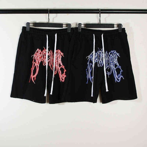 

red and blue thunder summer beach shorts casual capris, White;black