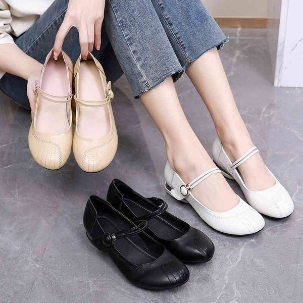 

dress shoes spring leather shallow mouth large 4143 flat bottomed versatile women's shoes round head soft soled low heel hg22, Black