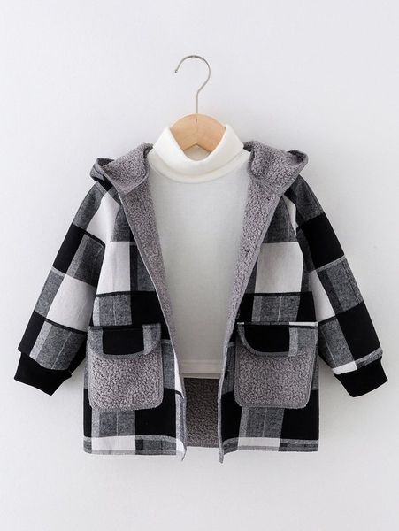 

toddler boys plaid thermal lined hooded coat she, Blue;gray