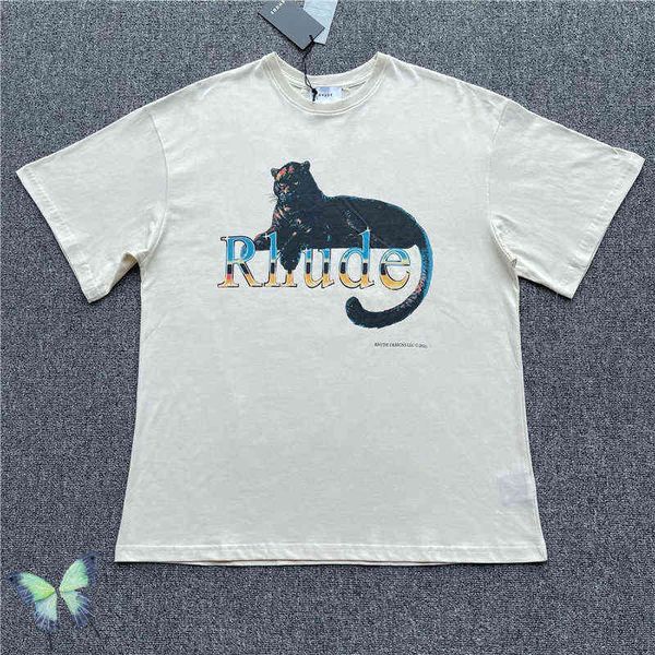 

rhude tiger t shirt men women oversize tshirt, White;black