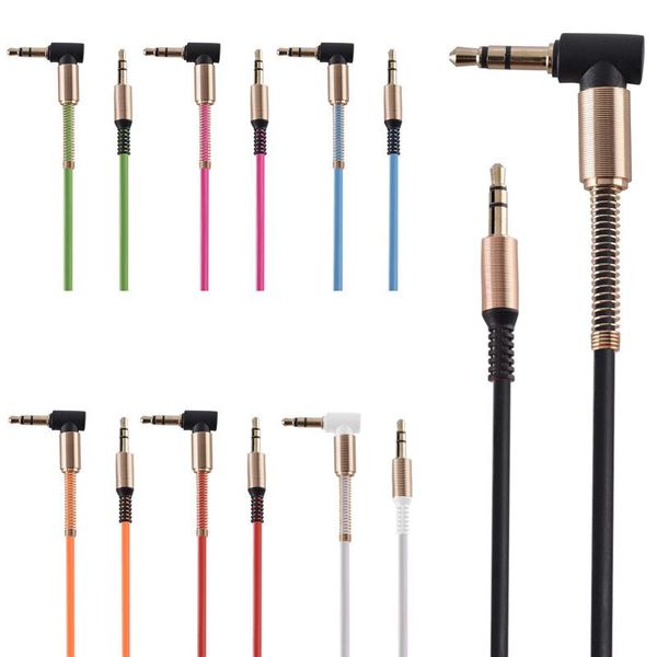 Bunte 90-Grad-3,5-mm-Stecker-Audio-Aux-Kabel, Ellenbogen-Paar-Aufnahmeleitung für Telefon-Lautsprecher, Kopfhörer, MP3, PC, MP4