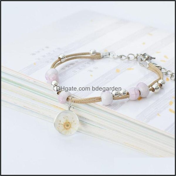 

charm bracelets jewelry fashion- flower bracelet handword gifts for friends transparent ceramic fashion women dhfwr, Golden;silver