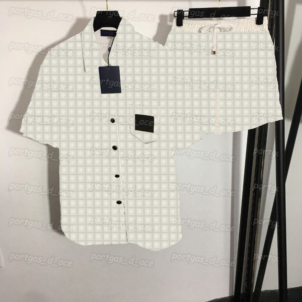 

letters jacquard womens shirts shorts vintage flowers printed short sleeve shirt women lapel comfortable blouse shorts 2 colors, White