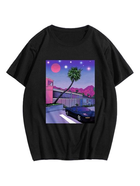 

romwe anime guys cartoon graphic tee s5aa#, White;black