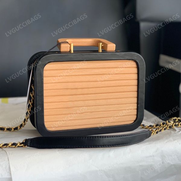 

luxury designer hand bag 2022 fashion trend wooden direction cosmetic bag