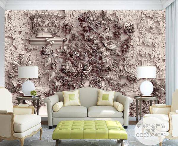 Luxo High End Wallpaper 3D Relevo Stereoscopic Wallpapers para paredes Café sala de estar quarto de impressão HD foto Murais Decoração TV pano de fundo