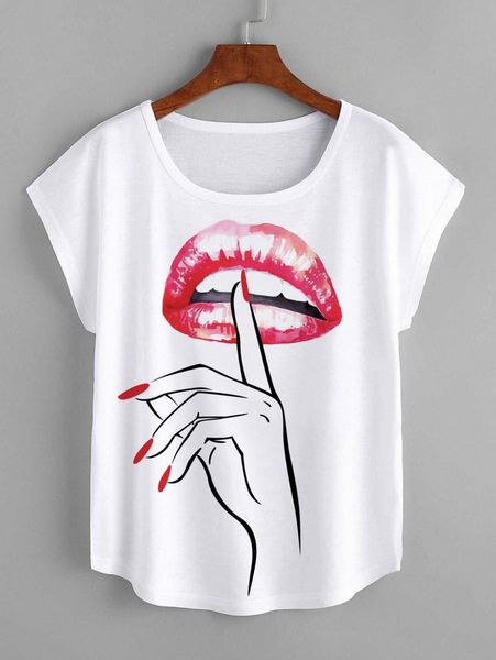 

figure graphic batwing sleeve tee s4m1#, White