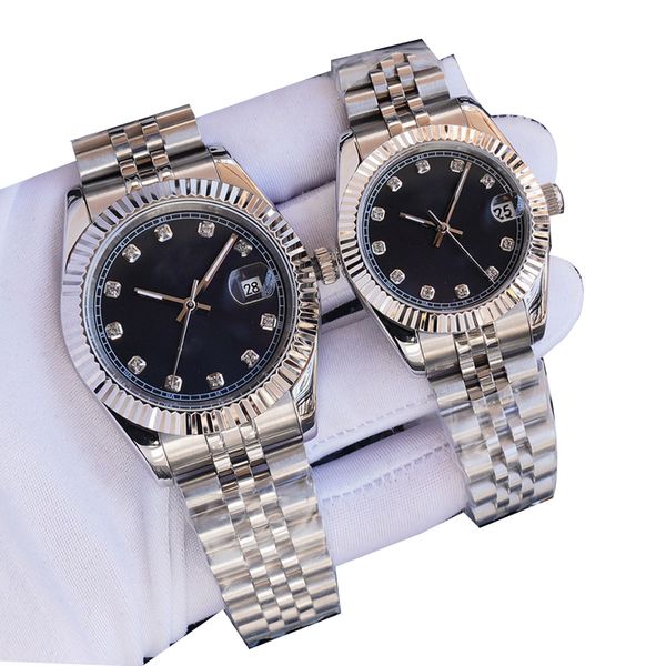 

classic couples automatic mechanical watch 41mm 36mm 31mm diamond case design stainless steel strap water resistant suitable for men ladies, Slivery;brown