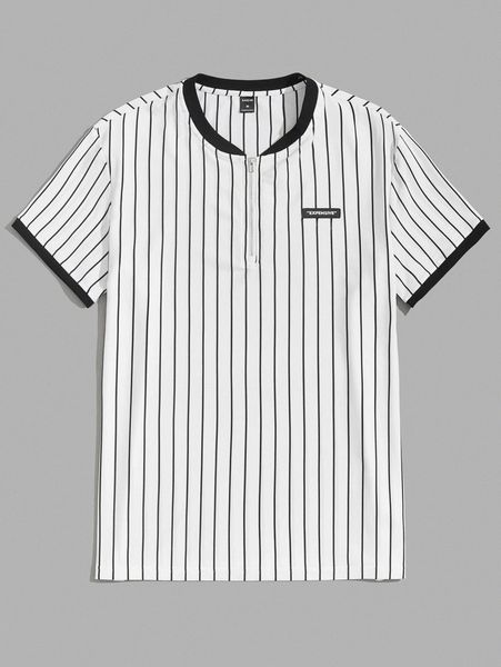 

men letter patch detail striped polo shirt y55w#, White;black