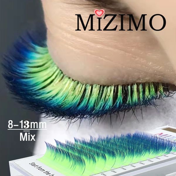 Ciglia finte Lunghezza 8 13mm Naturally Extended Soft Mixed Colour Makeup Fabbrica all'ingrosso Giallo e blu misto 220524