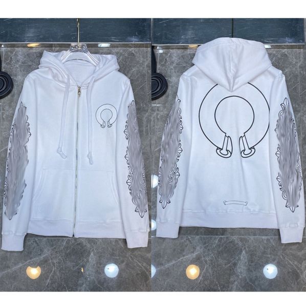 

brand men's fashion jackets designer luxury zipper sweatshirts horseshoe cross print ch hoodies men women coat casual pullover loose h, Black;brown