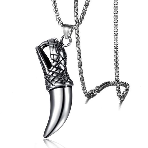 

pendant necklaces european and american fashion jewelry retro domineering personality accessories wolf tooth men's necklace, Silver