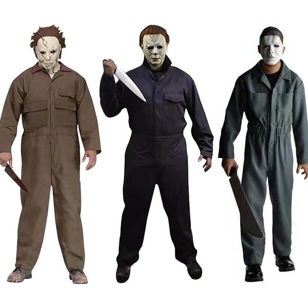 Os trajes masculinos do Halloween matam Michaelmyers Michael Myers Cosplay Fantaspume adultos unissex conjunto de maiúsculas de máscara de máscara de máscara de máscara