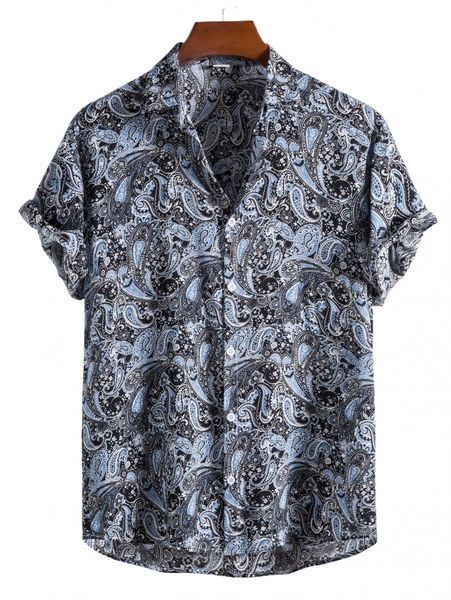 

men paisley print button up shirt n9uz#, White;black