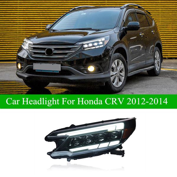 Светодиодная дневная головка для головки для Honda CRV Head Light Assembly 2012-2014 Динамический сигнал автомобиля Двойной лучевой фар.