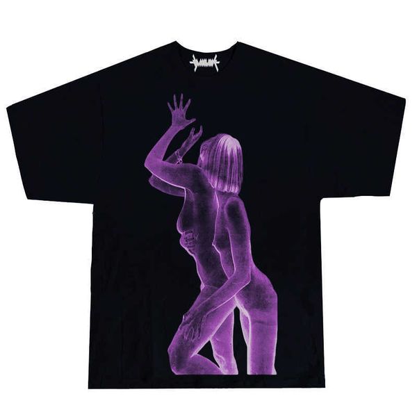 

print archive spot art cold new summer cotton short sleeve men's and women's, White;black