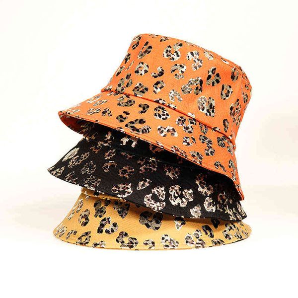 

stingy brim hats vintage summer women men fisherman glitter leopard print bucket street hip hop caps 220329, Blue;gray