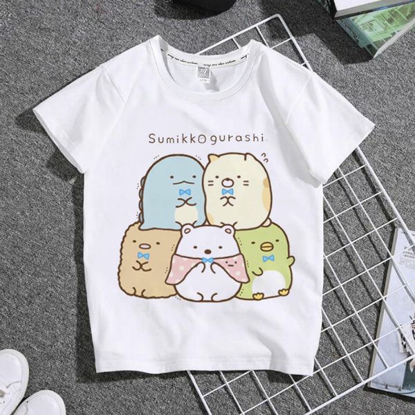 Anime Sumikko Stampa T-shirt bianca per bambini Bambini Giappone Comic Manga Sumikkogurashi Top Summer Little Baby Clothes Drop Ship 220620