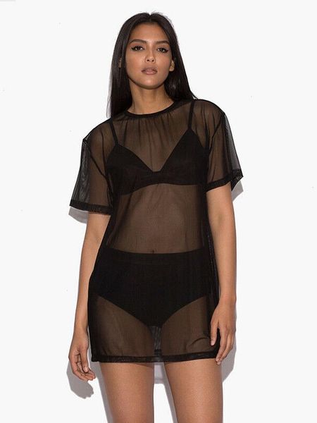 

ladies black t shirt shirts women soft solid hollow out t-shirts short sleeve female see through summer cover up, White