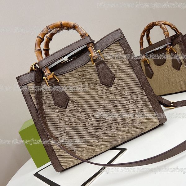 

diana bamboo designers tote bag letter canvas vintage business shopping bag womens handbags purses shoulder bags classic style medium crossb