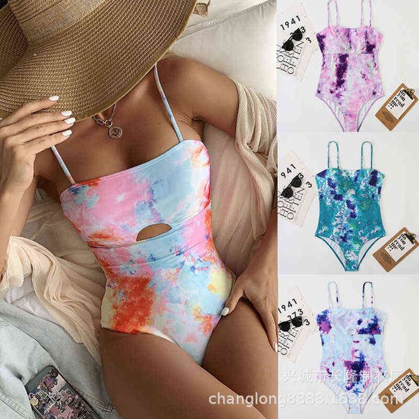 

one-piece swimsuit tie dyed bikini swimsuit gradient, White;black