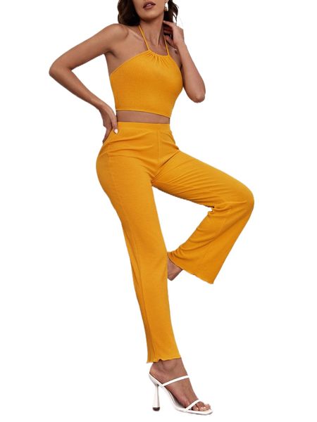 

solid t.ie b.ack crop h.alter & flare leg p.ants h5oj#, White