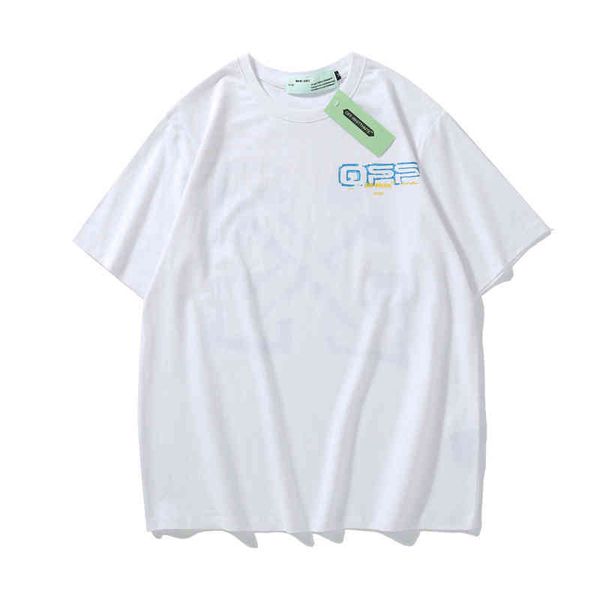 

new fashion trend brand short sleeve wholesale trendy off york loose hand drawn arrow and women's couple's t-shirt, White;black