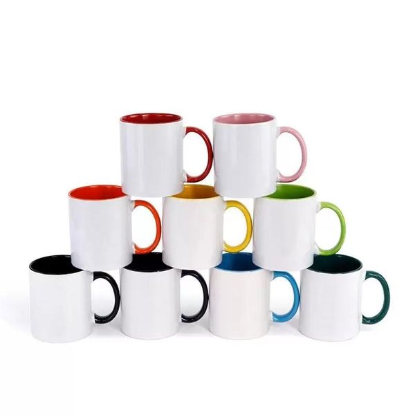 Kundenspezifische Logo-Becher, 350 ml, 11 Unzen, Keramiktasse, Herz, runder Griff, personalisierter Bilddruck, Sublimation, leere Farbtasse, Kaffee- und Teetasse