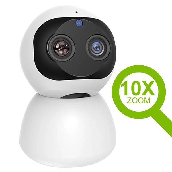 HD 10X Zoom 2 * 1080P Smart Home WiFi Telecamera IP Sorveglianza di sicurezza interna PTZ CCTV 360 Monitor video per Baby / Nanny / Pet Cam