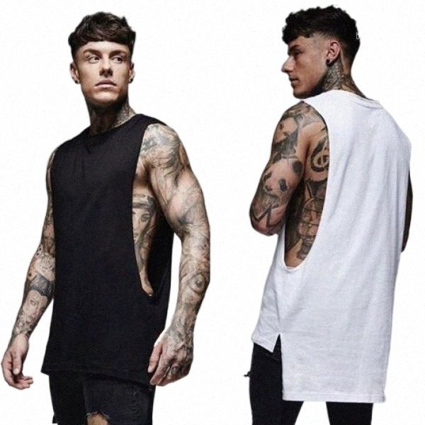 

men's t-shirts brand mens sleeveless vest summer cotton male tank gyms clothing bodybuilding undershirt workout fitness 1 t7j5#, White;black