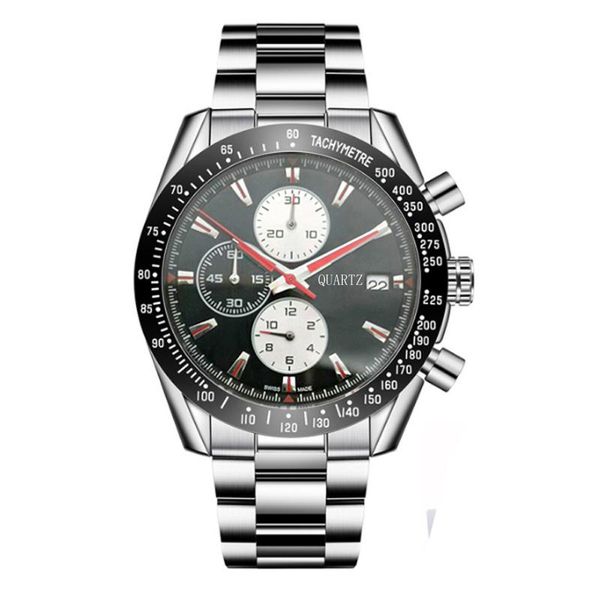 Relógios masculinos de luxo de grife siliver e pulseira de aço preto com pulseira esportiva multifuncional cronógrafo calendário relógios de pulso Montre F1