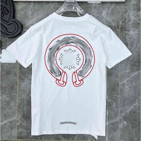 

summer luxury men's t shirts brand ch man t-shirt fashion women cross sanskrit tees letter horseshoe short sleeve designer tshirts boy, White;black