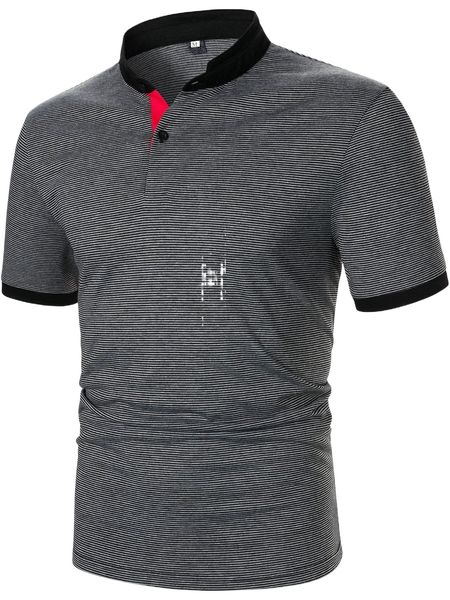 

men striped print contrast trim polo shirt e7go#, White;black