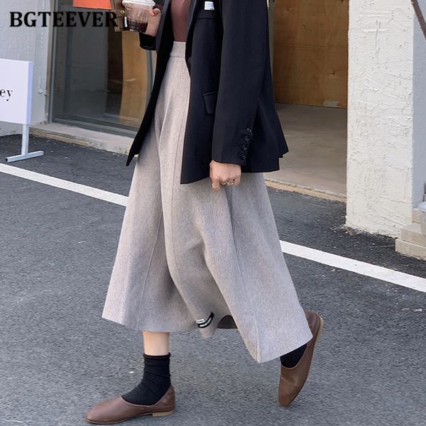 

casual loose long women knitted skirts winter thick warm elastic waist sweater female a-line skirts 2022, Black