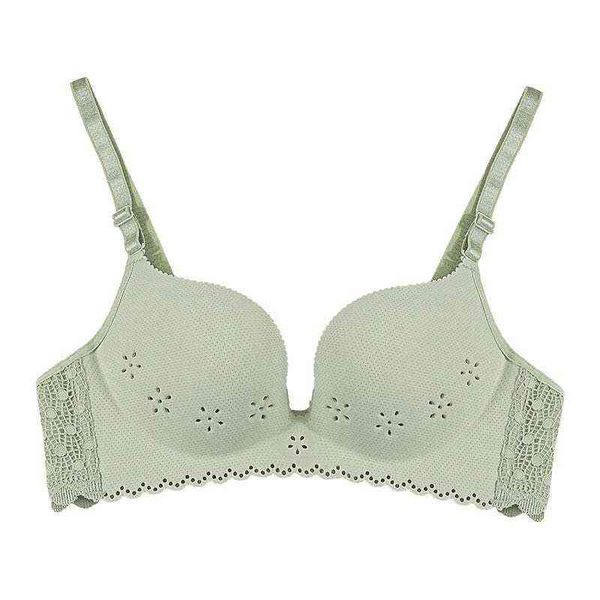 Push up sutiã mulher grande tamanho de algodão sem costura de algodão respirável Sexy Bra Hollow Out Design Copo Deep U PRIMENTE BRALETTE T220726