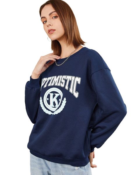 

letter graphic drop shoulder sweatshirt y6zw#, Black