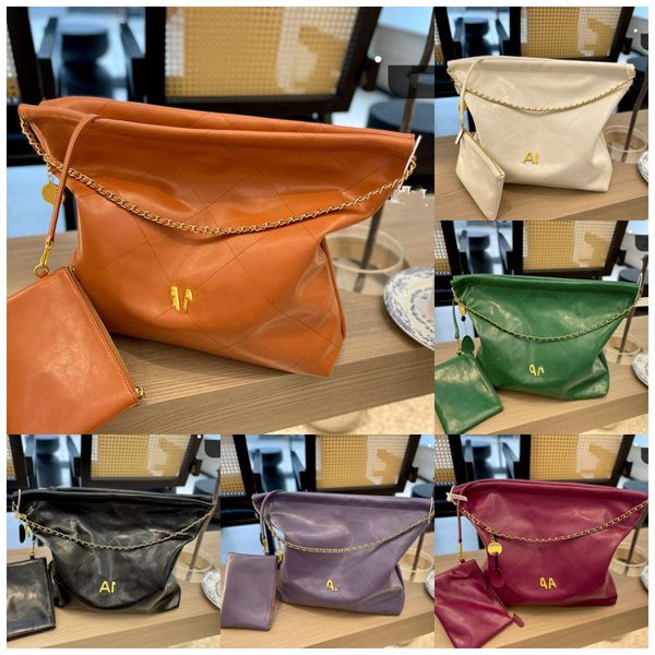 

2022ss summer leather beach party shopping bag deauville chain handle handbag hardware super capacity wallet multi color choice luxury desig