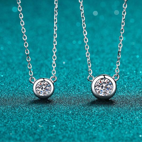 

other trendy 0.5-1 d color moissanite bubble necklace women platinum plated 925 sterling silver gra gift