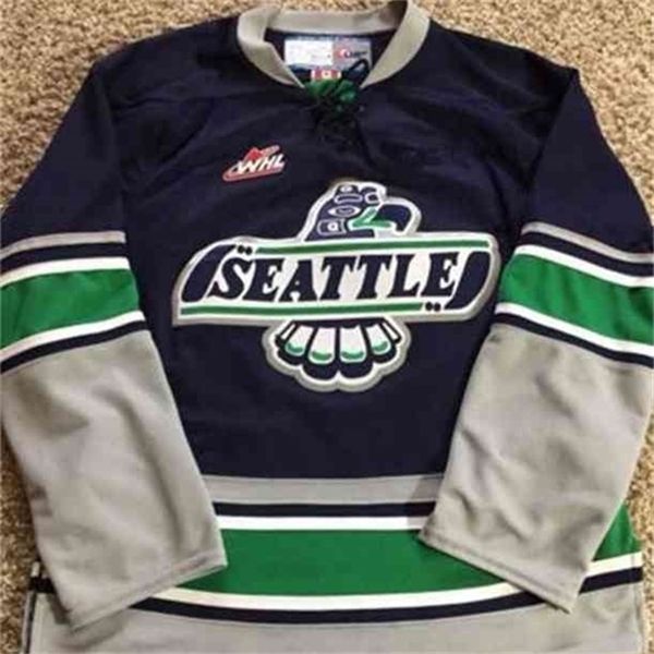 Maglia da hockey su ghiaccio C26 Nik1 Seattle Thunderbirds Ricamo da uomo cucito Personalizza qualsiasi numero e nome maglie