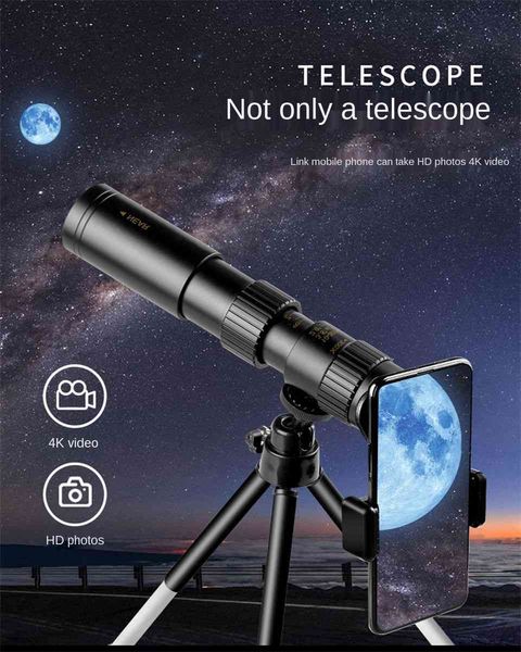 Telescópio Telescópico 10-300x40mm 80x100 Monocular Profissional Lente Bak4 HD Metal Lll Visão Noturna Caça Turismo Acampamento Portátil