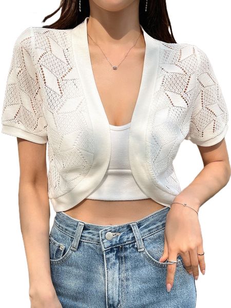 

dazy solid pointelle knit duster cardigan u7db#, White;black